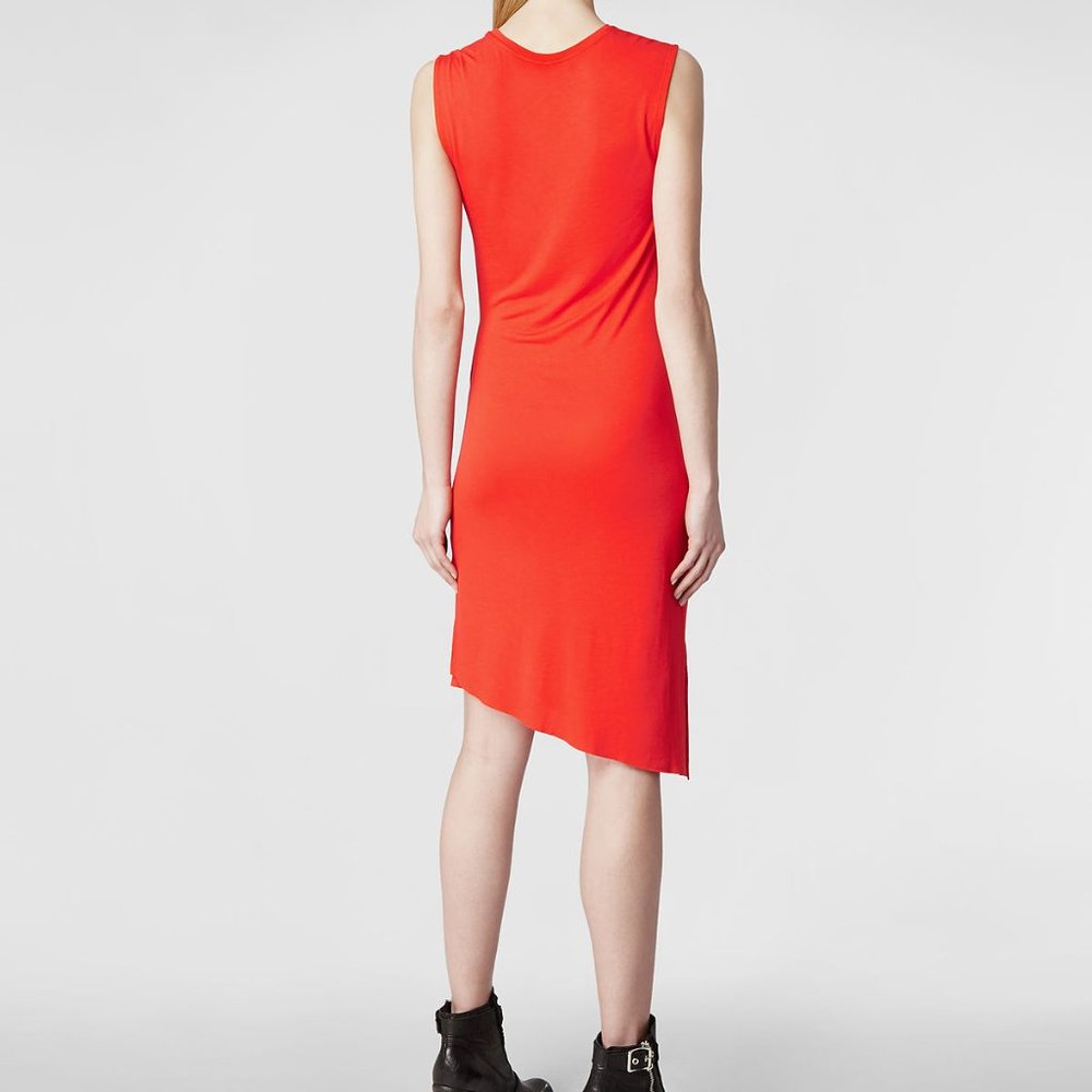 ALL SAINTS 4 red Marilla drop waist midi dress - Picture 2 of 8